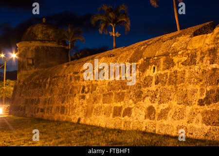 Cartagena's wall at dusk Stock Photo