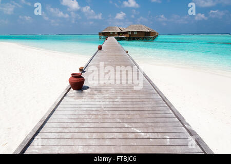 Meeru Island water villas,  Maldives Stock Photo