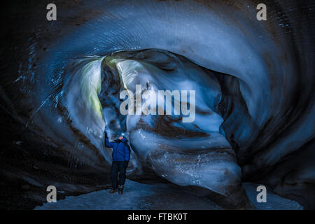 Larsbreen ice cave, Spitsbergen, Svalbard Stock Photo