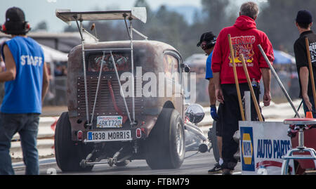 Action at the  drag strip in Redding, California. Stock Photo