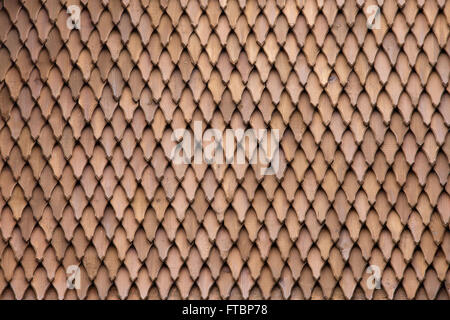 Wood tiles pattern of traditional wooden roof, background, texture Stock Photo