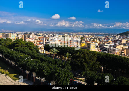 Wide panoramic view of Cagliari from Castello walls, Sardinia Stock Photo