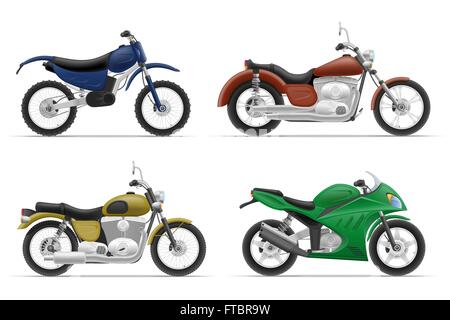 motorcycle set icons vector illustration isolated on white background Stock Vector