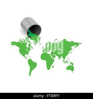 World Map paint illustration isolated on a white background Stock Vector
