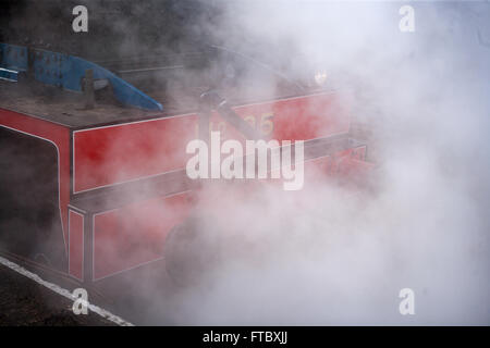 Whitehead, Co Antrim,UK 28th March 2016 . The Front Buffers covererd in Steam of the Merlin Steam Engine Stock Photo