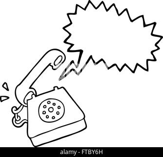 freehand drawn speech bubble cartoon ringing telephone Stock Vector
