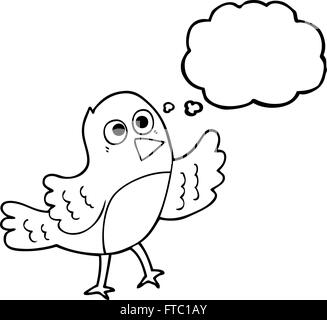 freehand drawn thought bubble cartoon bird Stock Vector
