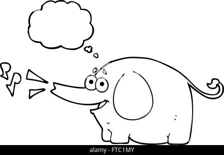 freehand drawn thought bubble cartoon trumpeting elephant Stock Vector