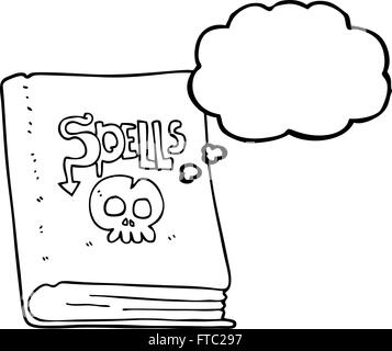 freehand drawn thought bubble cartoon spell book Stock Vector