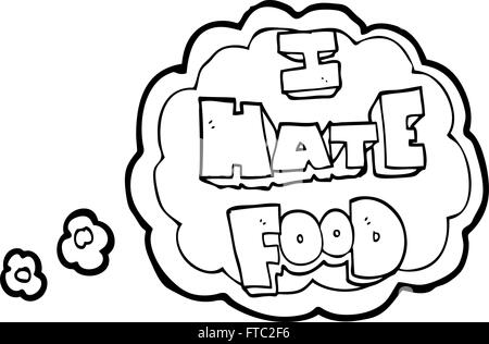 freehand drawn thought bubble cartoon i hate food symbol Stock Vector