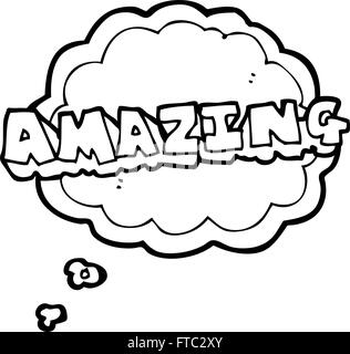 freehand drawn thought bubble cartoon amazing word Stock Vector
