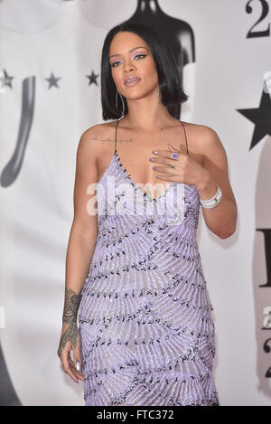 2016 BRIT Awards held at the O2 - Arrivals.  Featuring: Rihanna Where: London, United Kingdom When: 24 Feb 2016 Stock Photo