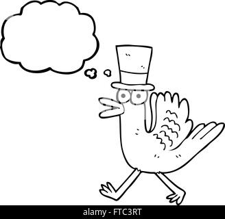 freehand drawn thought bubble cartoon duck in top hat Stock Vector