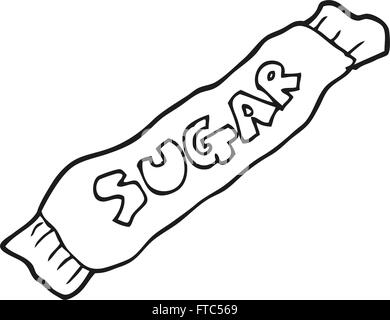 freehand drawn black and white cartoon packet of sugar Stock Vector