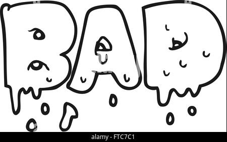 freehand drawn black and white cartoon word bad Stock Vector