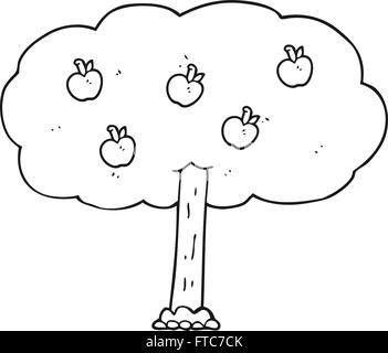 apple tree cartoon for coloring book stock vector image