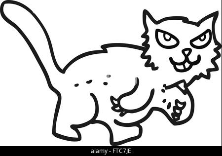 freehand drawn black and white cartoon cat Stock Vector