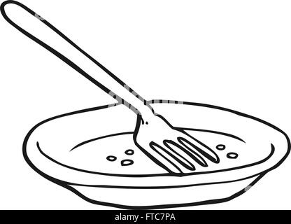 freehand drawn black and white cartoon empty plate Stock Vector