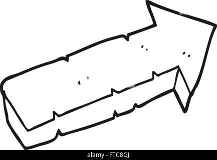 freehand drawn black and white cartoon stone pointing arrow Stock Vector