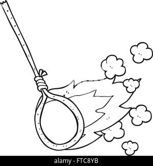 freehand drawn black and white cartoon flaming noose Stock Vector