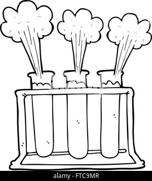 freehand drawn black and white cartoon rack of test tubes exploding Stock Vector