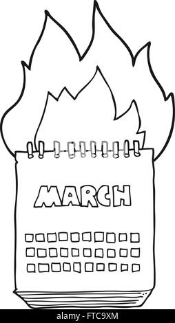 freehand drawn black and white cartoon march calendar Stock Vector