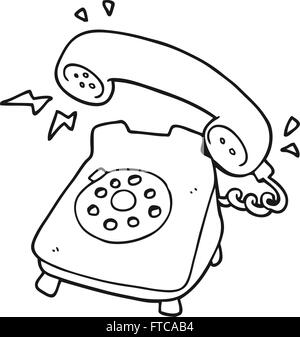 freehand drawn black and white cartoon ringing telephone Stock Vector