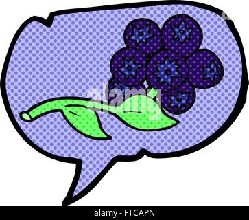 freehand drawn comic book speech bubble cartoon blueberries Stock Vector