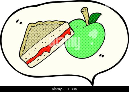 freehand drawn comic book speech bubble cartoon packed lunch Stock Vector