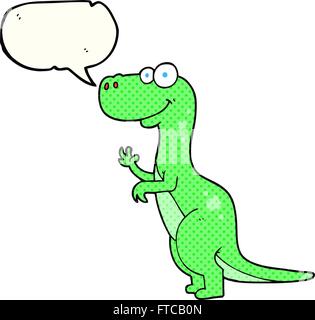 freehand drawn comic book speech bubble cartoon dinosaur Stock Vector