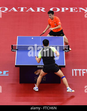 Doha, Qatar. 27th Mar, 2016. Niwa Koki (L) and Yoshimura Maharu of ...