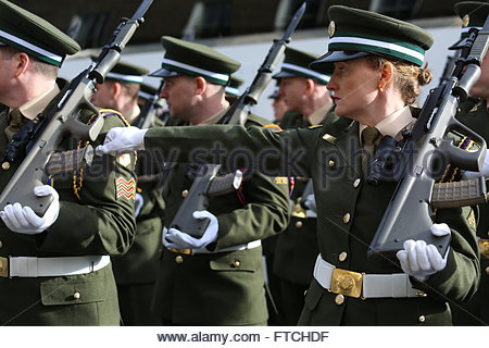 Dublin, Ireland. 27th March, 2016. Members of the Irish defence forces taking part in the Easter parade in Dublin today Credit:  reallifephotos/Alamy Live News Stock Photo