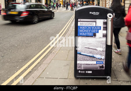 Controversial anti begging adverts by Nottingham City Council (Labour) in conjunction with Nottinghamshire Police. Stock Photo