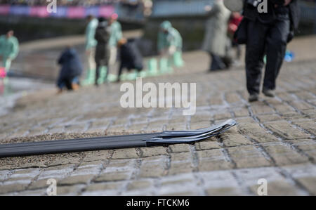 The Thames Tideway, London, UK. 27th Mar, 2016. The Cancer Research UK Boat Race. A detailed view of Oxford University Boat Club's oars Credit:  Action Plus Sports/Alamy Live News Stock Photo