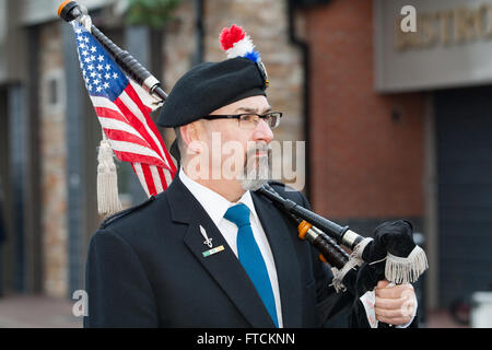 Falls Road, Belfast,UK 27th March 2016 American Irish Pipe Band at the Easter Rising 100th Anniversary  Parade Credit:  Bonzo/Alamy Live News Stock Photo