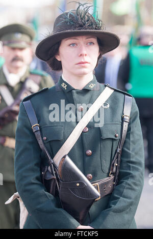 Falls Road, Belfast,UK 27th March 2016 A beautiful woman dressed in  Cumann na mBan Uniform who was at the Easter Rising 100th Anniversary  Parade Credit:  Bonzo/Alamy Live News Stock Photo