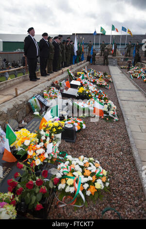 Falls Road, Belfast,UK 27th March 2016. Colour party at the republican plot in Milltown Cemetery  at the Easter Rising 100th Anniversary Parade Credit:  Bonzo/Alamy Live News Stock Photo