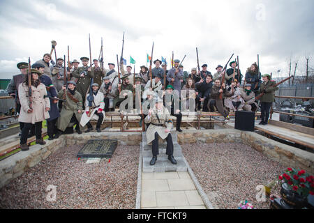 Falls Road, Belfast,UK 27th March 2016 People dressed in period  uniforms of the 1916 Easter Rebellion at the Easter Rising 100th Anniversary Parade Credit:  Bonzo/Alamy Live News Stock Photo