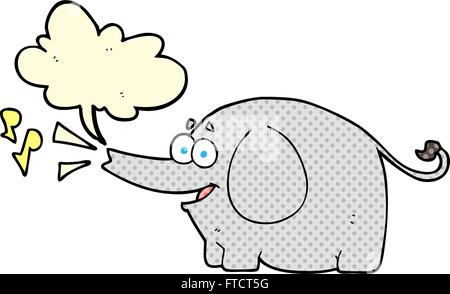 freehand drawn comic book speech bubble cartoon trumpeting elephant Stock Vector