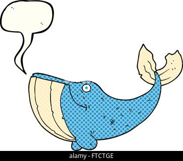 freehand drawn comic book speech bubble cartoon whale Stock Vector