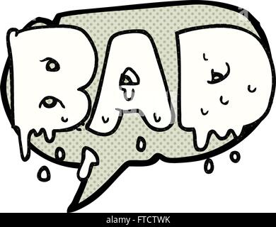 freehand drawn comic book speech bubble cartoon word bad Stock Vector