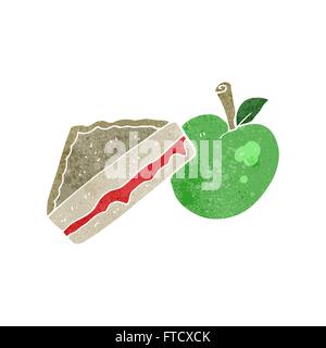 freehand retro cartoon packed lunch Stock Vector