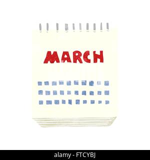 freehand retro cartoon march calendar Stock Vector