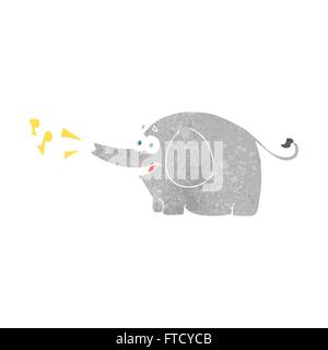 freehand retro cartoon trumpeting elephant Stock Vector