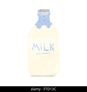 freehand retro cartoon milk bottle Stock Vector