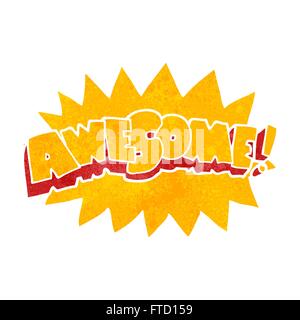 freehand retro cartoon awesome symbol Stock Vector