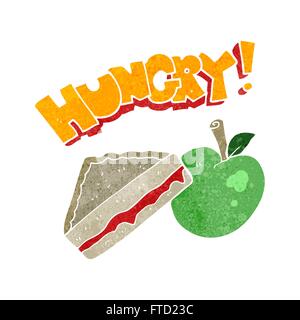 freehand retro cartoon packed lunch Stock Vector