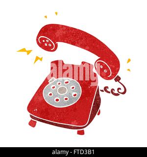 freehand drawn retro cartoon ringing telephone Stock Vector