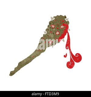 freehand drawn retro cartoon bloody stone age club Stock Vector