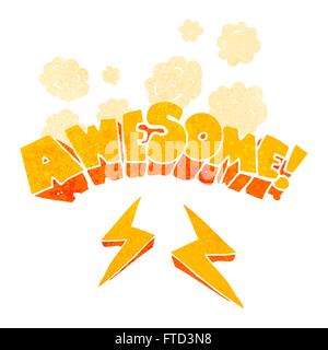 freehand drawn retro cartoon word awesome Stock Vector